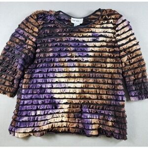 Vintage Sheer Ruffle Mesh Blouse Large Made in Canada